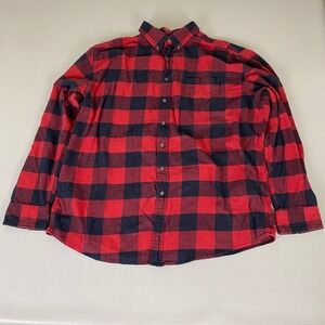 Croft & Barrow Flannel‎ Shirt Men's XL Red Black Buffalo Plaid Button Up Warm